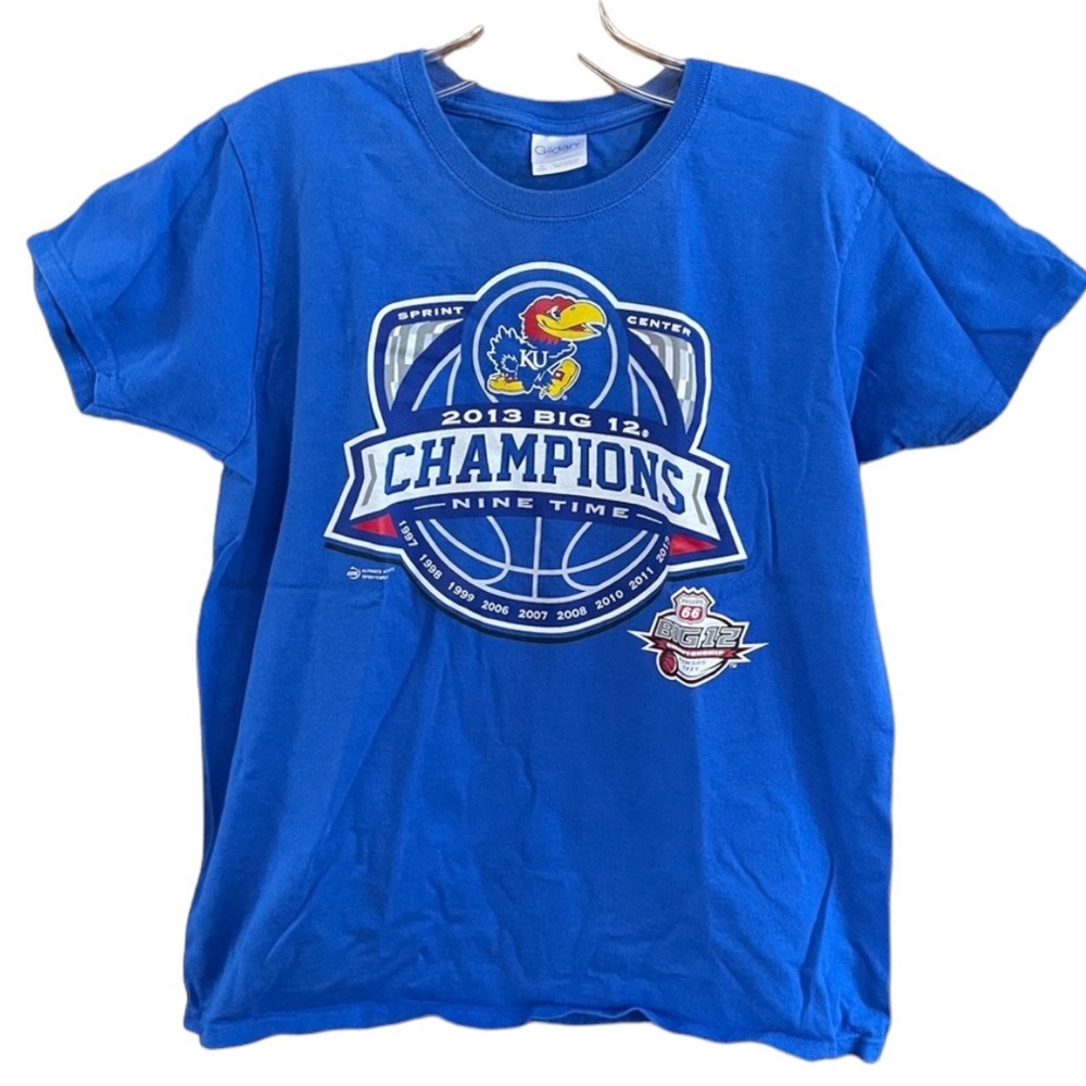 Gildan KU Jayhawks Basketball 2013 Big 12 Champions Bracket Shirt Sz Medium